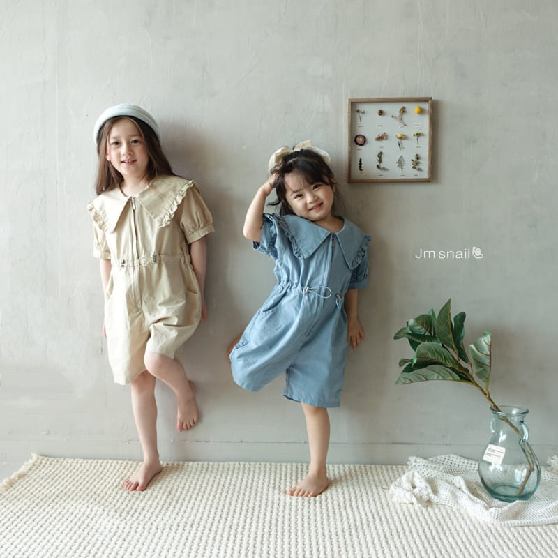 Jm Snail - Korean Children Fashion - #kidsshorts - Frill Collar Jump Suit - 5