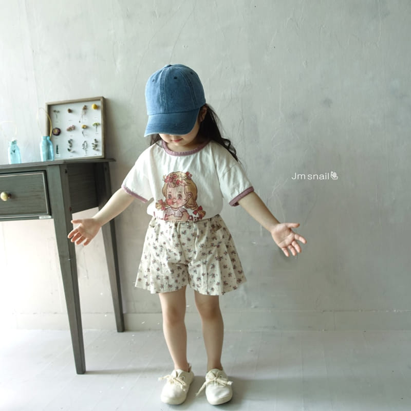 Jm Snail - Korean Children Fashion - #fashionkids - Wrinkle Flower Skirt Shorts - 4