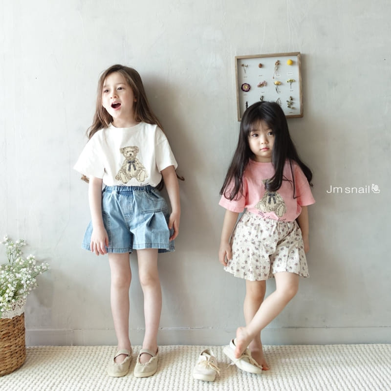 Jm Snail - Korean Children Fashion - #kidsshorts - Ribbon Bear Paint Tee - 4