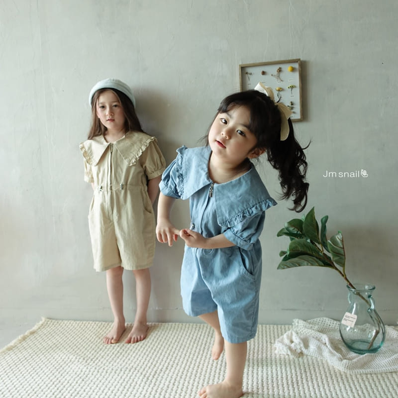Jm Snail - Korean Children Fashion - #kidsstore - Frill Collar Jump Suit - 6