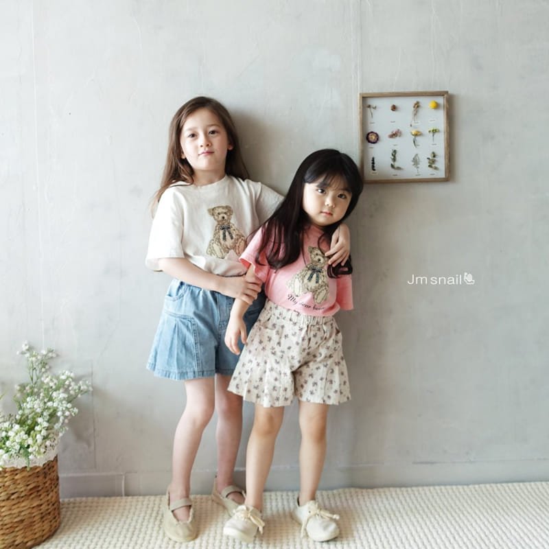 Jm Snail - Korean Children Fashion - #littlefashionista - Ribbon Bear Paint Tee - 7