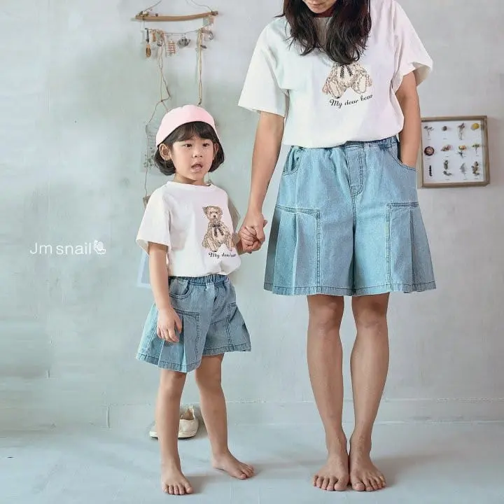 Jm Snail - Korean Children Fashion - #magicofchildhood - Wrinkle Denim Skirt Shorts - 8