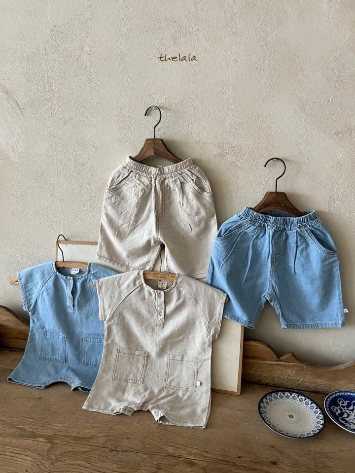 Lala - Korean Baby Fashion - #babyboutique - Linen Denim Body Suit - 2