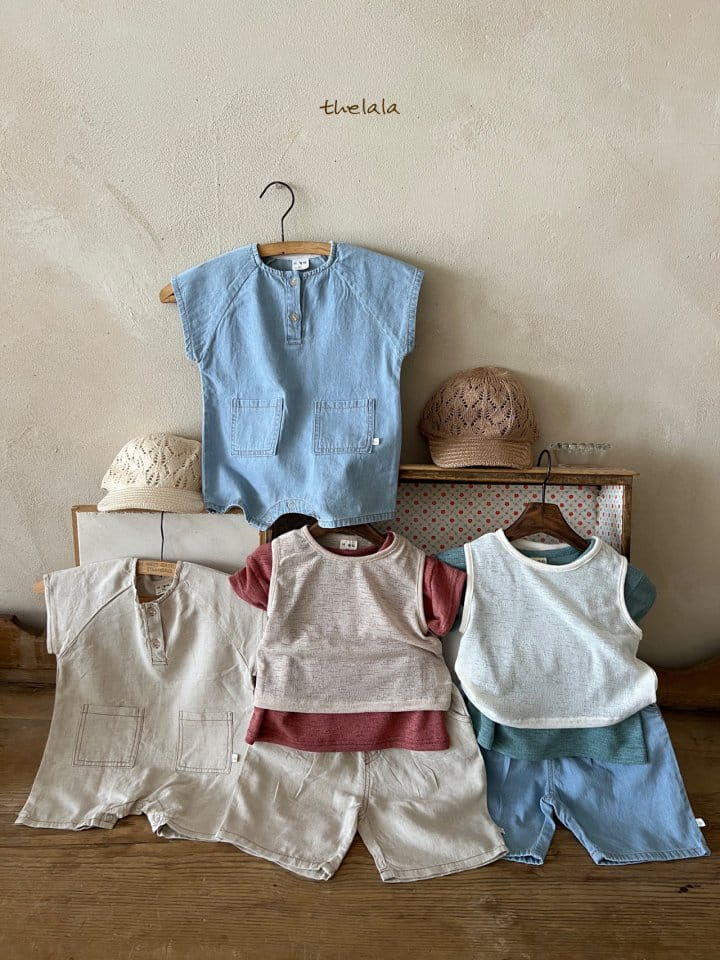 Lala - Korean Baby Fashion - #babyboutique - Linen Denim Body Suit - 3