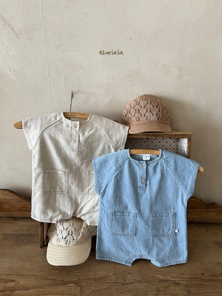 Lala - Korean Baby Fashion - #babyfashion - Linen Denim Body Suit - 6