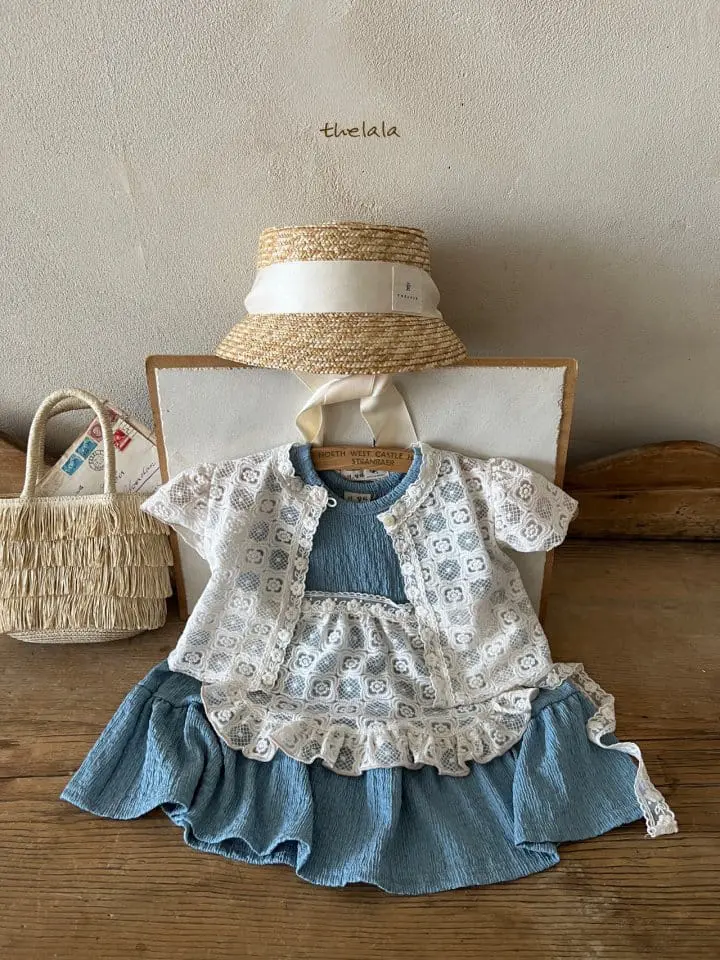 Lala - Korean Baby Fashion - #onlinebabyshop - Square Flower Apron - 7