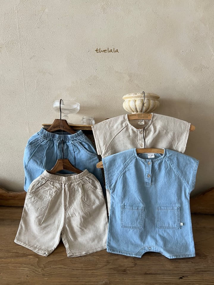 Lala - Korean Baby Fashion - #onlinebabyshop - Linen Denim Body Suit