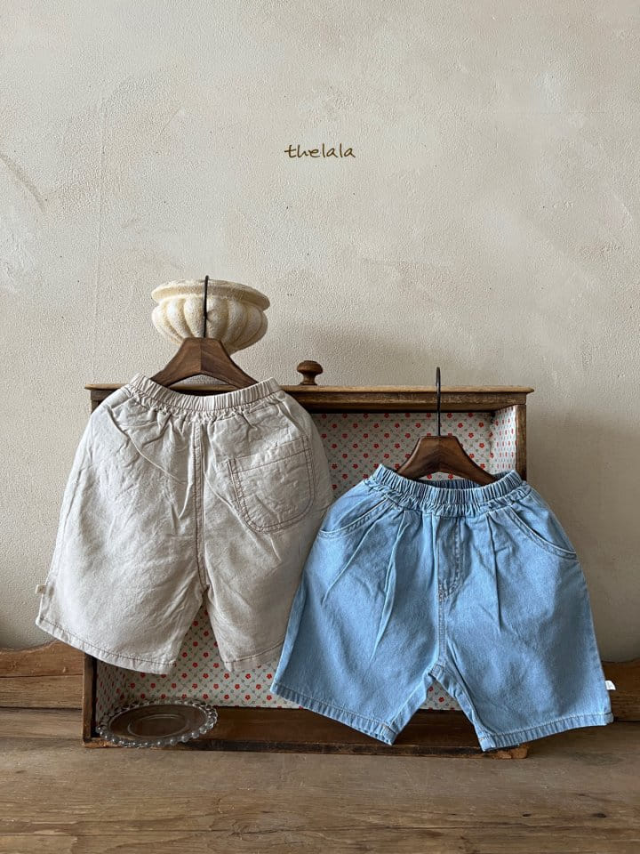 Lala - Korean Children Fashion - #childofig - Linen Denim Cropped Shorts - 2