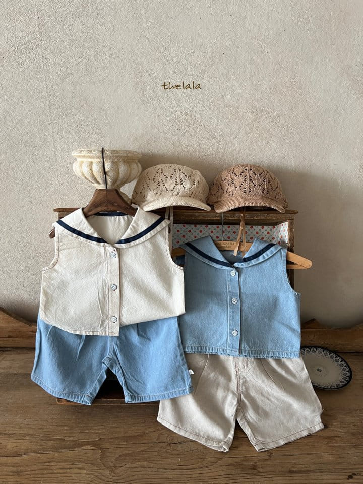 Lala - Korean Children Fashion - #fashionkids - Linen Denim Cropped Shorts - 6
