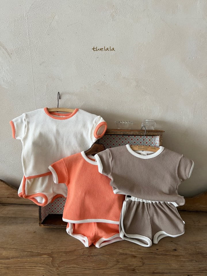 Lala - Korean Children Fashion - #kidsshorts - Oranc Top Bottom Set - 11