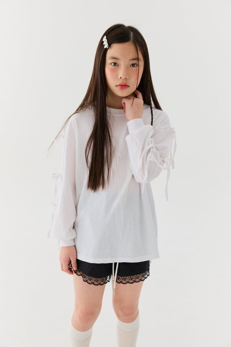 Lilas - Korean Children Fashion - #discoveringself - Reach Ribbon Loose Tee - 4