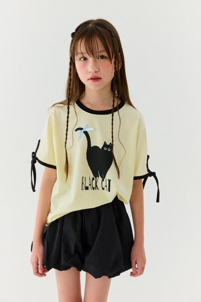 Lilas - Korean Children Fashion - #kidsshorts - Lala Sleeve Ribbon Tee