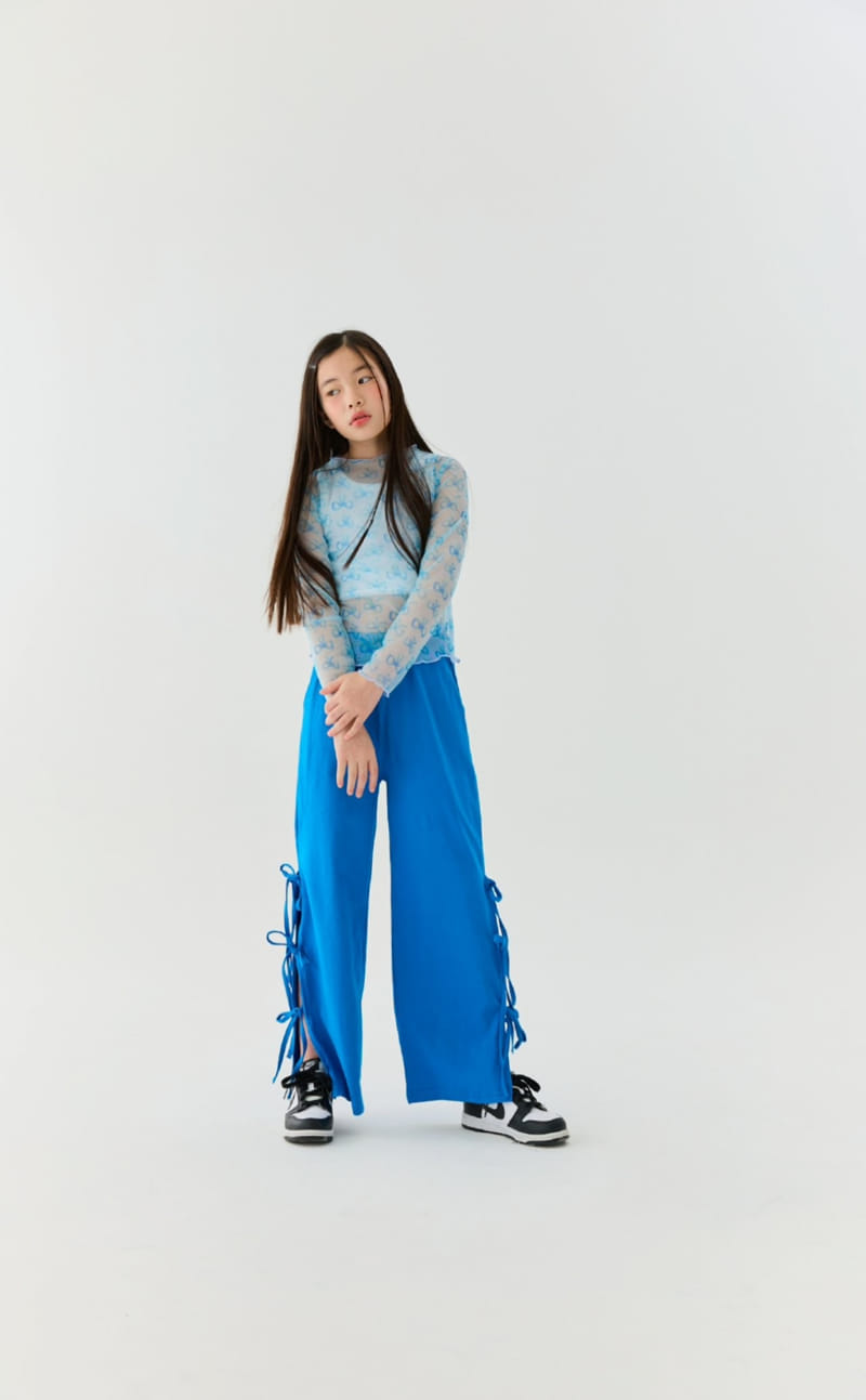 Lilas - Korean Children Fashion - #kidsstore - Ribbon Mesh Tee - 5
