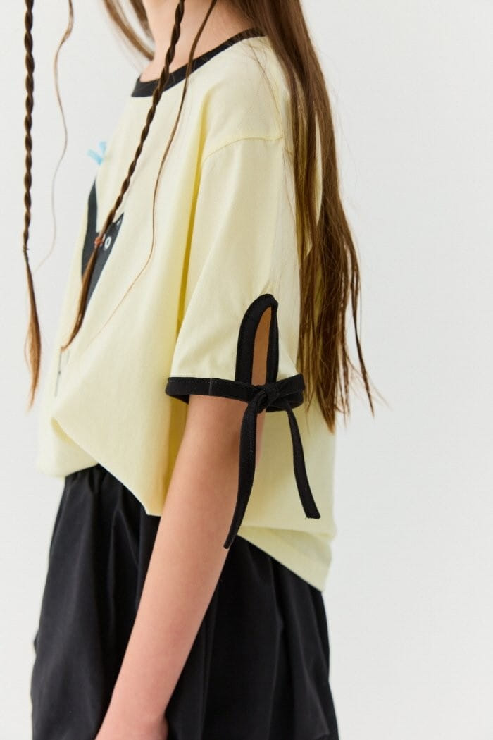 Lilas - Korean Children Fashion - #kidsstore - Lala Sleeve Ribbon Tee - 2