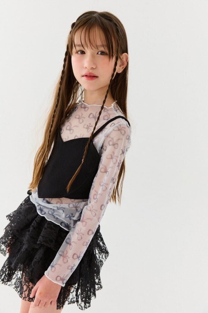 Lilas - Korean Children Fashion - #littlefashionista - Ribbon Mesh Tee - 8