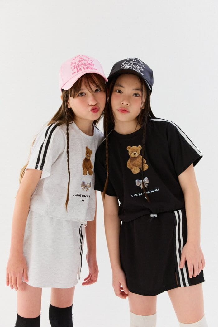 Lilas - Korean Children Fashion - #minifashionista - Bear Ribbon Top Bottom Set - 7