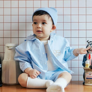 Littletini - Korean Baby Fashion - #babygirlfashion - Blue Crisp Jumper
