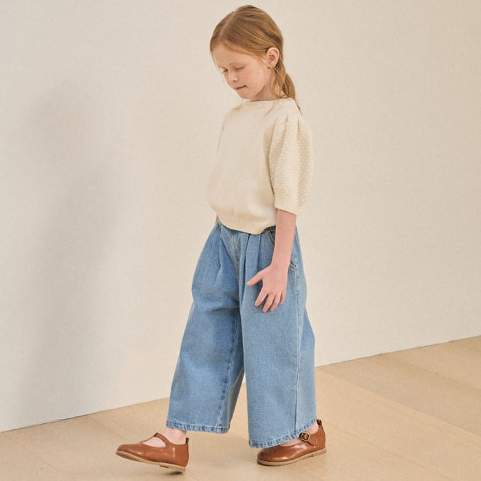 Lolobole - Korean Children Fashion - #kidsshorts - Wrinkle Denim Wide Pants