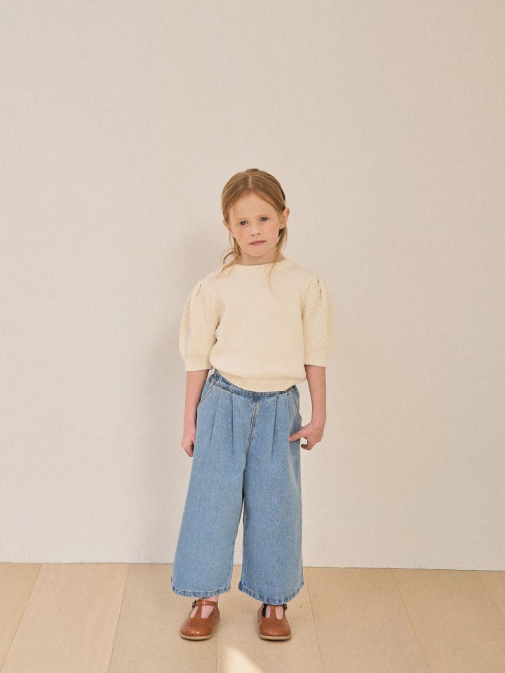 Lolobole - Korean Children Fashion - #littlefashionista - Wrinkle Denim Wide Pants - 5