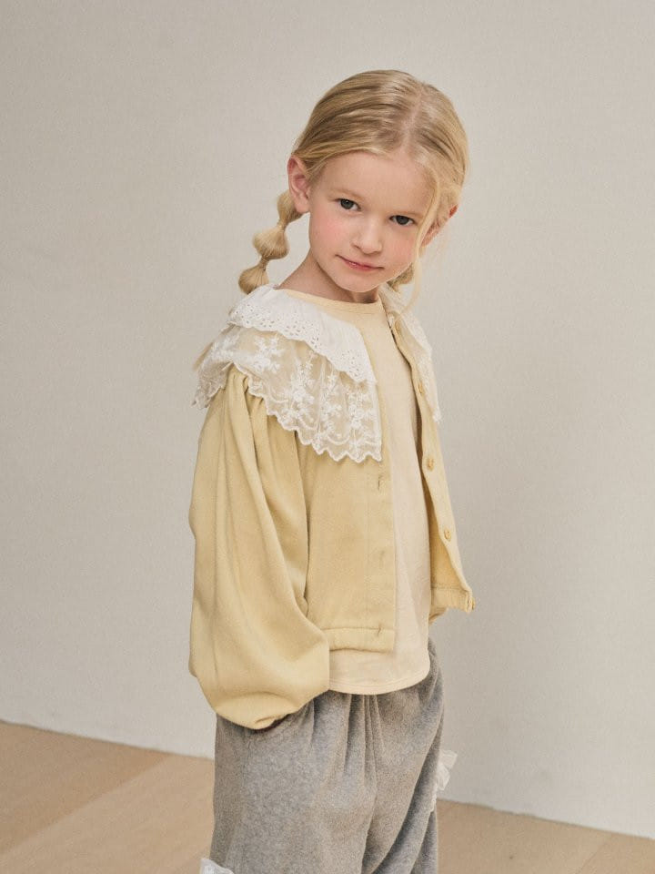 Lolobole - Korean Children Fashion - #toddlerclothing - Lace Terry Cardigan - 2