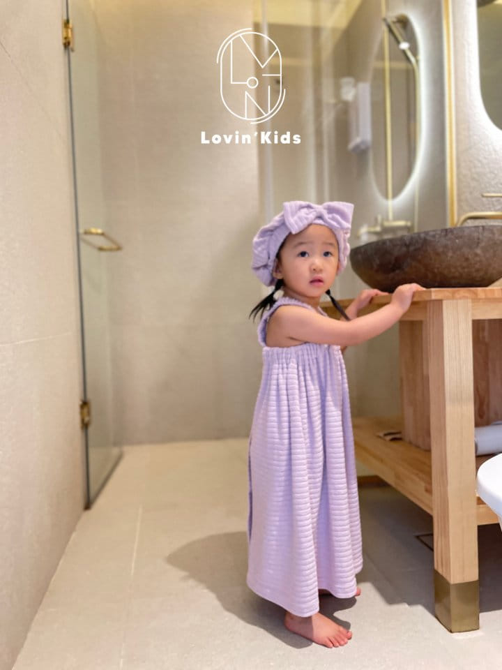 Lovin - Korean Children Fashion - #toddlerclothing - Bath One-Piece And Turban - 5
