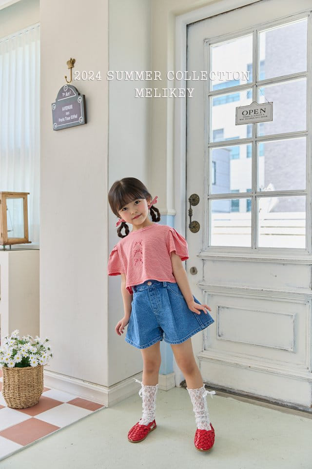 Melikey - Korean Children Fashion - #kidsstore - A Line Denim Shorts - 2