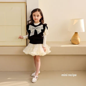 Mini Recipe - Korean Children Fashion - #kidsstore - Big Ribbon Black Knit