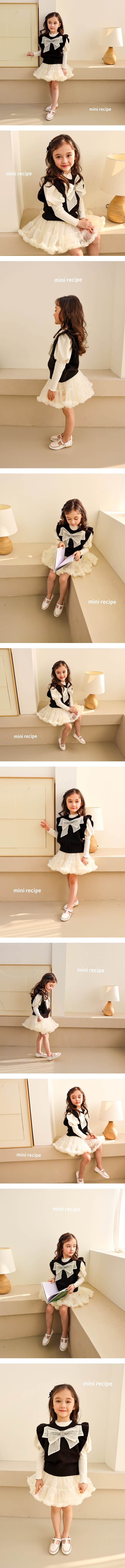 Mini Recipe - Korean Children Fashion - #kidzfashiontrend - Big Ribbon Black Knit - 2