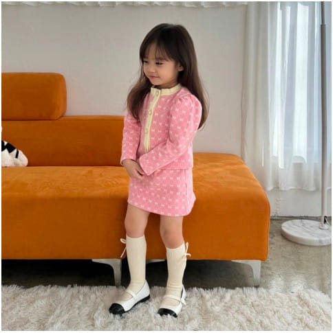 Mini-mellow - Korean Children Fashion - #stylishchildhood - Ribbon Jacquard Cardigan