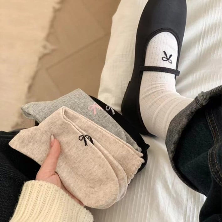 Miso - Korean Children Fashion - #childofig - Adult Instep Ribbon Socks 