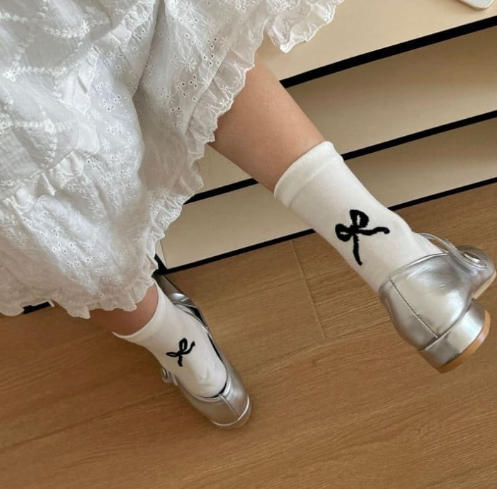 Miso - Korean Children Fashion - #childrensboutique - Adult Back Ribbon Socks 