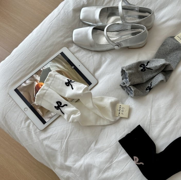 Miso - Korean Children Fashion - #discoveringself - Adult Back Ribbon Socks  - 4