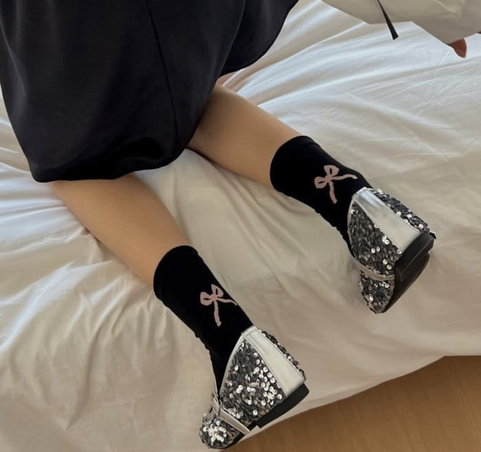 Miso - Korean Children Fashion - #kidsshorts - Adult Back Ribbon Socks  - 5
