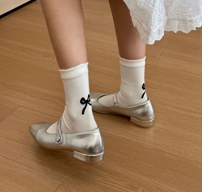 Miso - Korean Children Fashion - #kidsstore - Adult Back Ribbon Socks  - 6