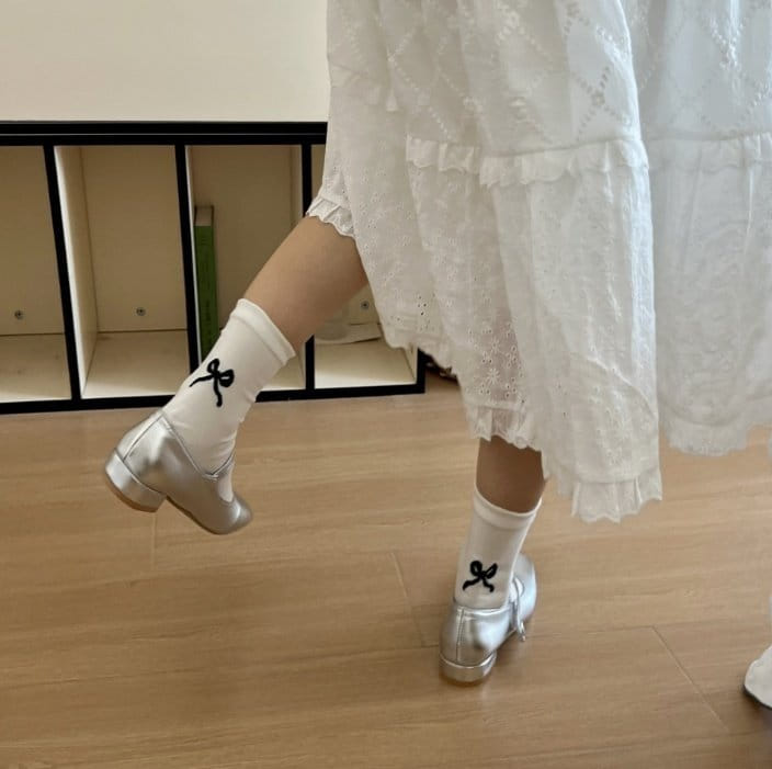 Miso - Korean Children Fashion - #kidzfashiontrend - Adult Back Ribbon Socks  - 7