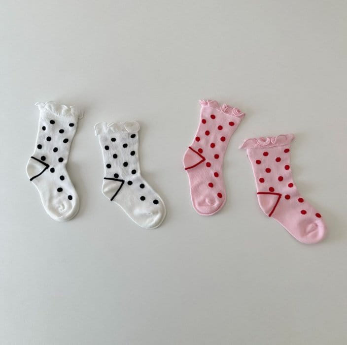 Miso - Korean Children Fashion - #littlefashionista - Shirring Dot Socks - 2