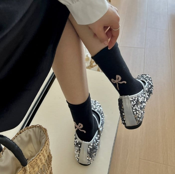 Miso - Korean Children Fashion - #littlefashionista - Adult Back Ribbon Socks  - 9