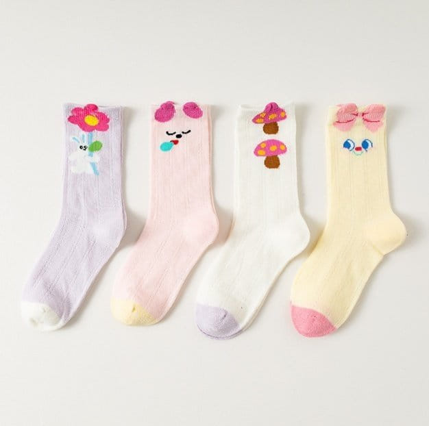 Miso - Korean Children Fashion - #minifashionista - Flower Ribbon Socks Set