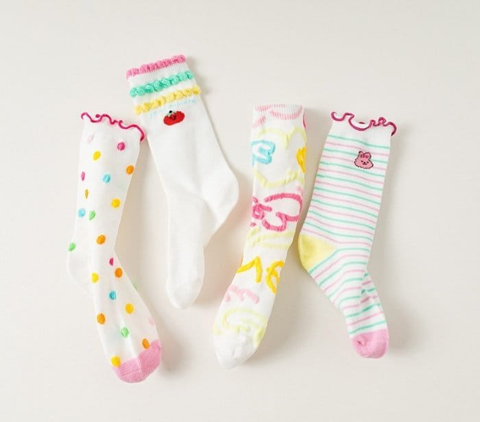 Miso - Korean Children Fashion - #prettylittlegirls - Grape Fruit Socks Set - 3