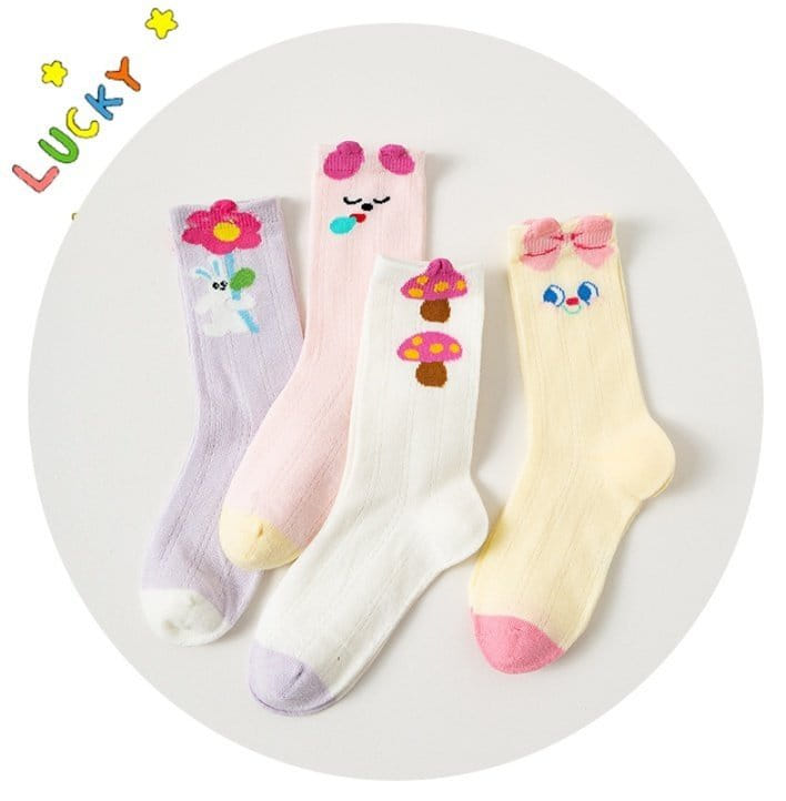 Miso - Korean Children Fashion - #prettylittlegirls - Flower Ribbon Socks Set - 2