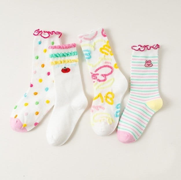 Miso - Korean Children Fashion - #prettylittlegirls - Grape Fruit Socks Set - 4