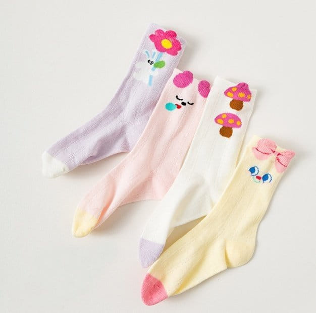 Miso - Korean Children Fashion - #todddlerfashion - Flower Ribbon Socks Set - 3