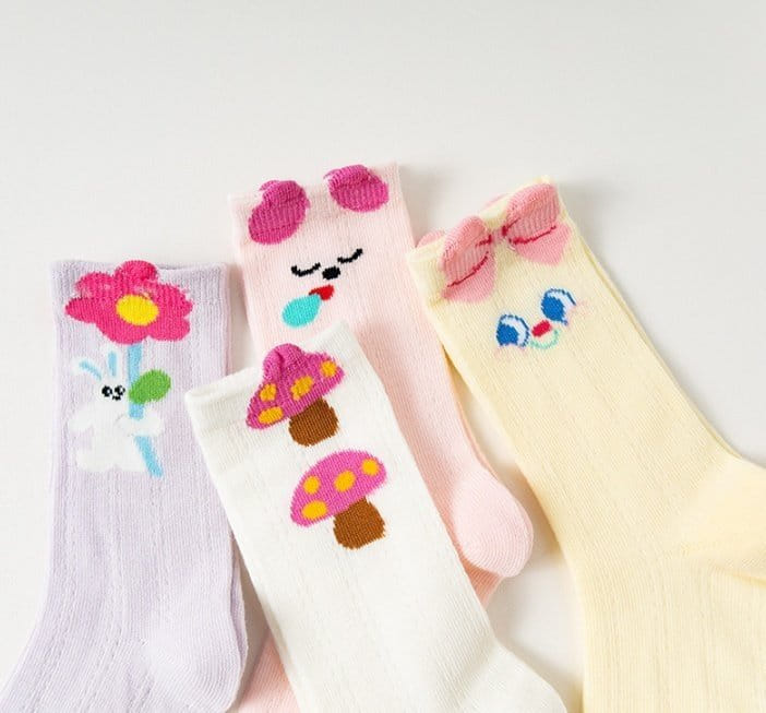 Miso - Korean Children Fashion - #todddlerfashion - Flower Ribbon Socks Set - 4