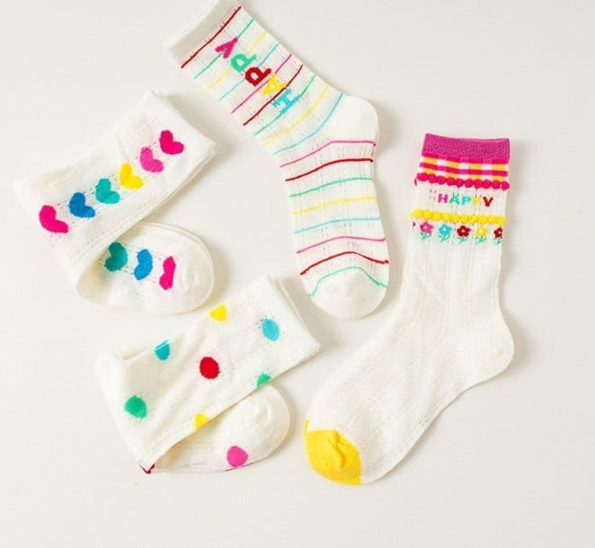 Miso - Korean Children Fashion - #toddlerclothing - Round Heart Socsk Set - 3