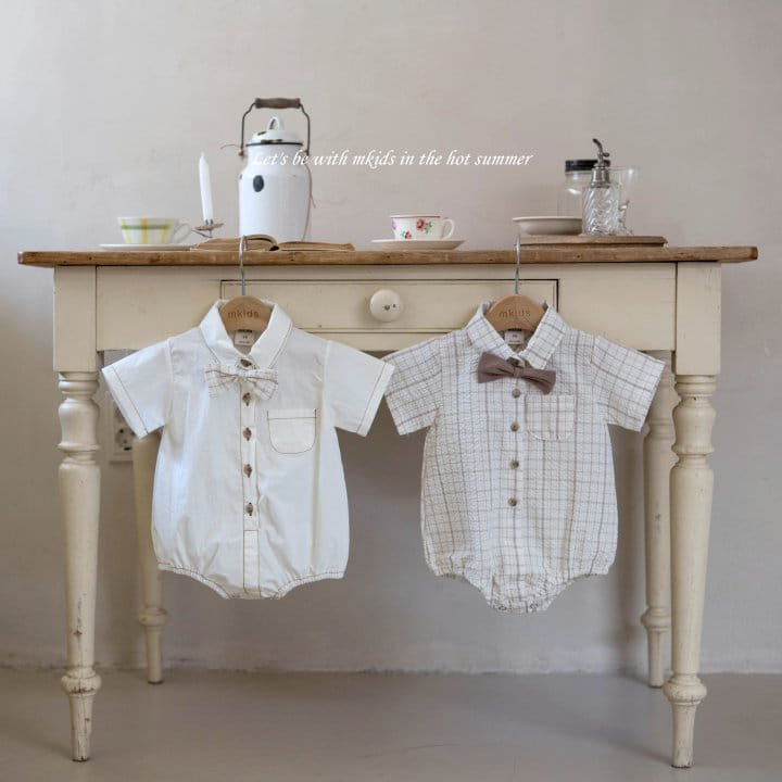 Mkids - Korean Baby Fashion - #babylifestyle - Cream Vest Tie Body Suit