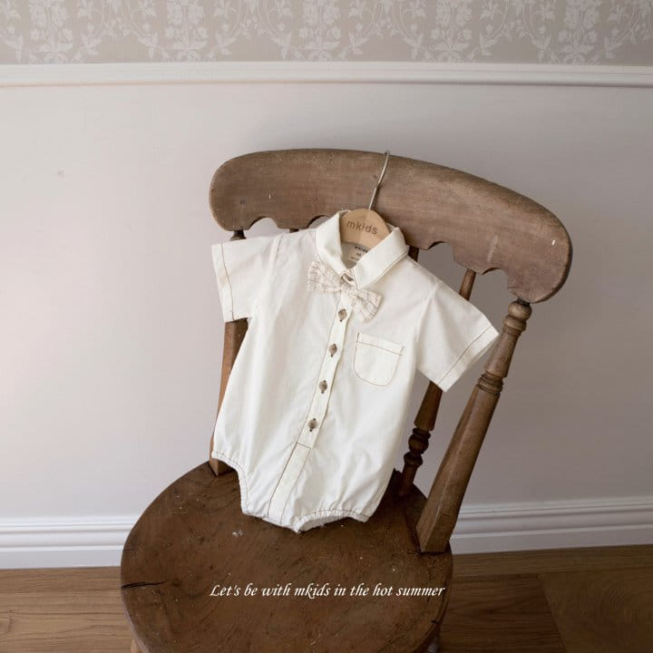 Mkids - Korean Baby Fashion - #babyoninstagram - Cream Vest Tie Body Suit - 2