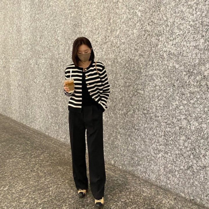 Moani - Korean Women Fashion - #momslook - French Stripe Knit Cardigan - 5