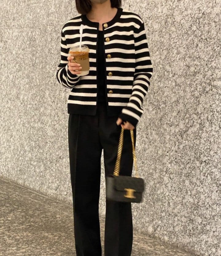 Moani - Korean Women Fashion - #romanticstyle - French Stripe Knit Cardigan