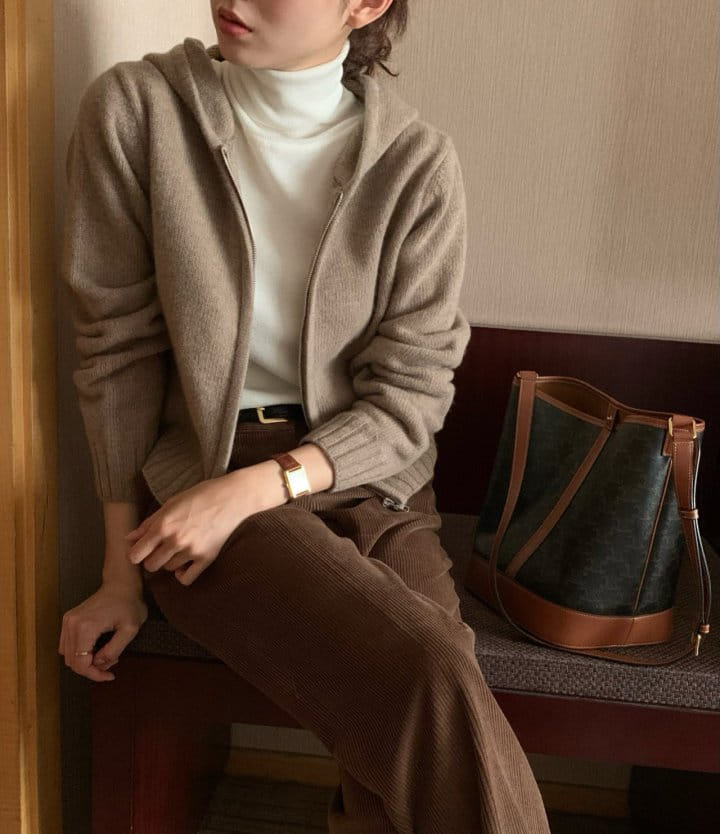 Moani - Korean Women Fashion - #thatsdarling - Ete Hoody Zip Up Knit Cardigan - 6