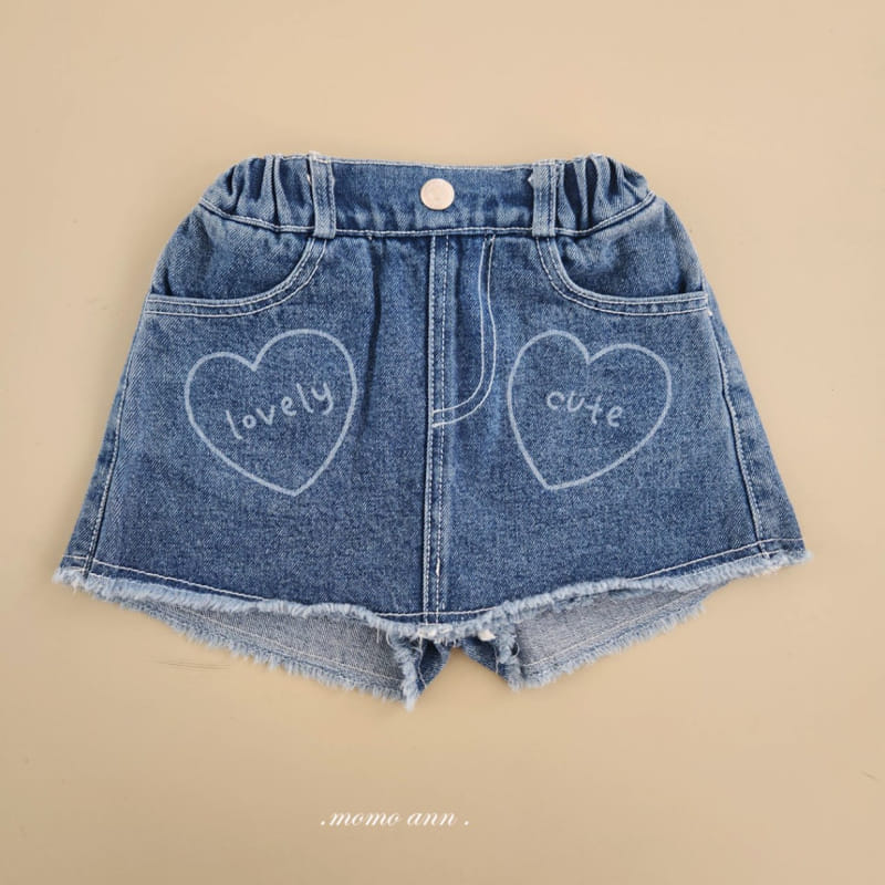 Momo Ann - Korean Children Fashion - #Kfashion4kids - Heart Denim Skirt Pants